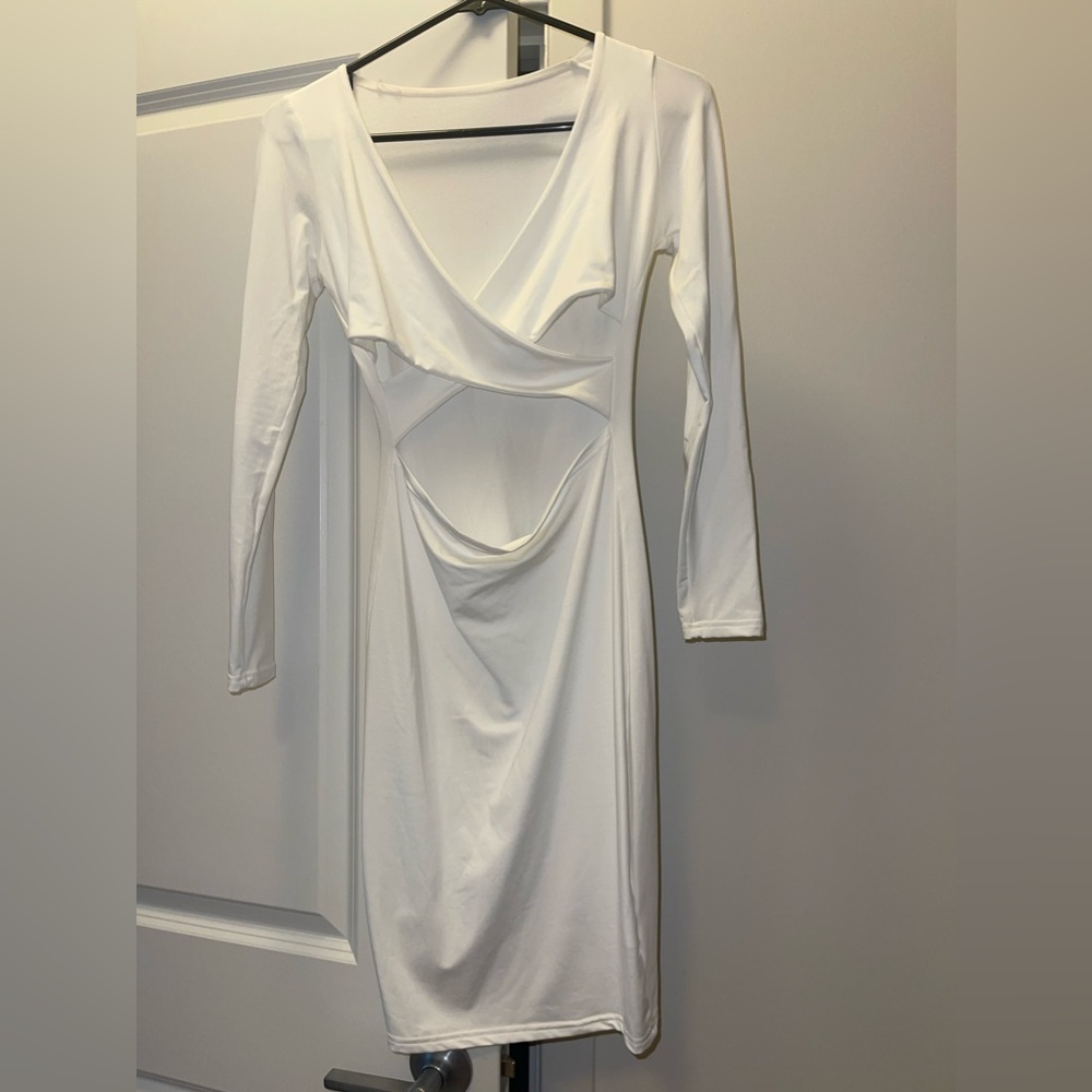 White sexy long sleeve dress